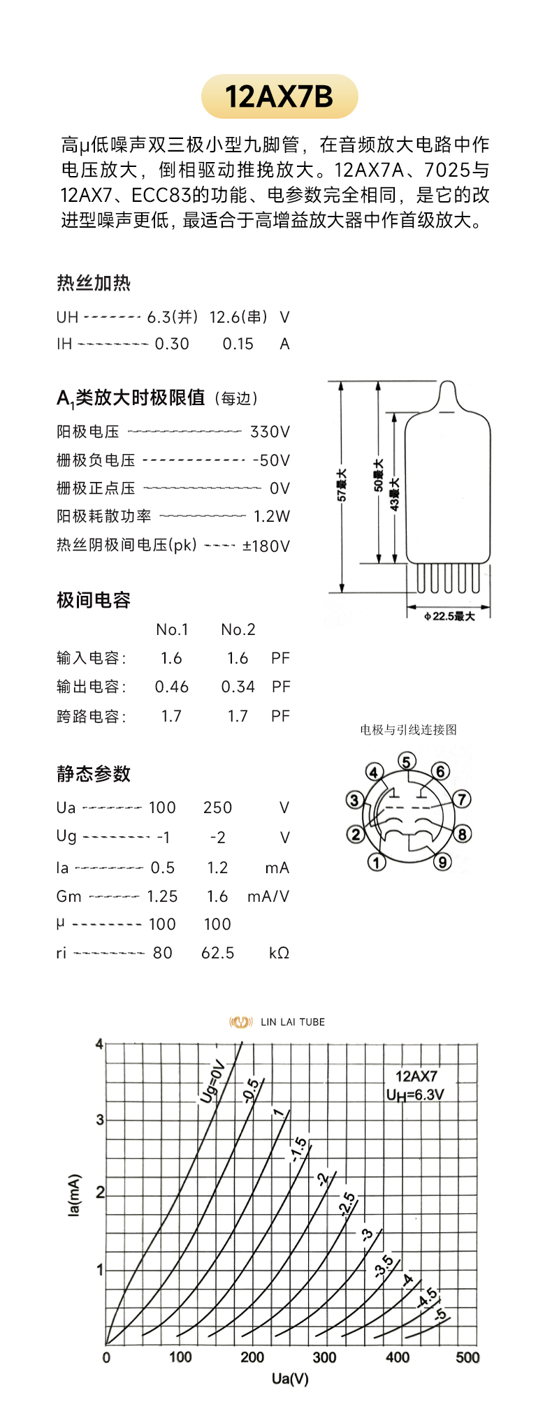 UA-12AX7B - 林籁电子管 林籁之音电子管 linlai tube（官网）